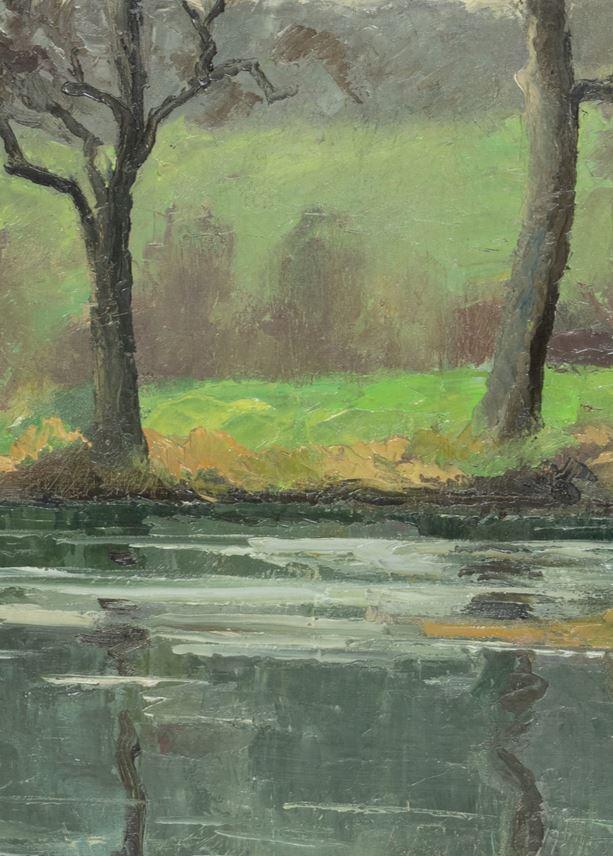 Paulémile Pissarro - Les deux arbres au bord de la rivière dans la forêt de Lyons | MasterArt